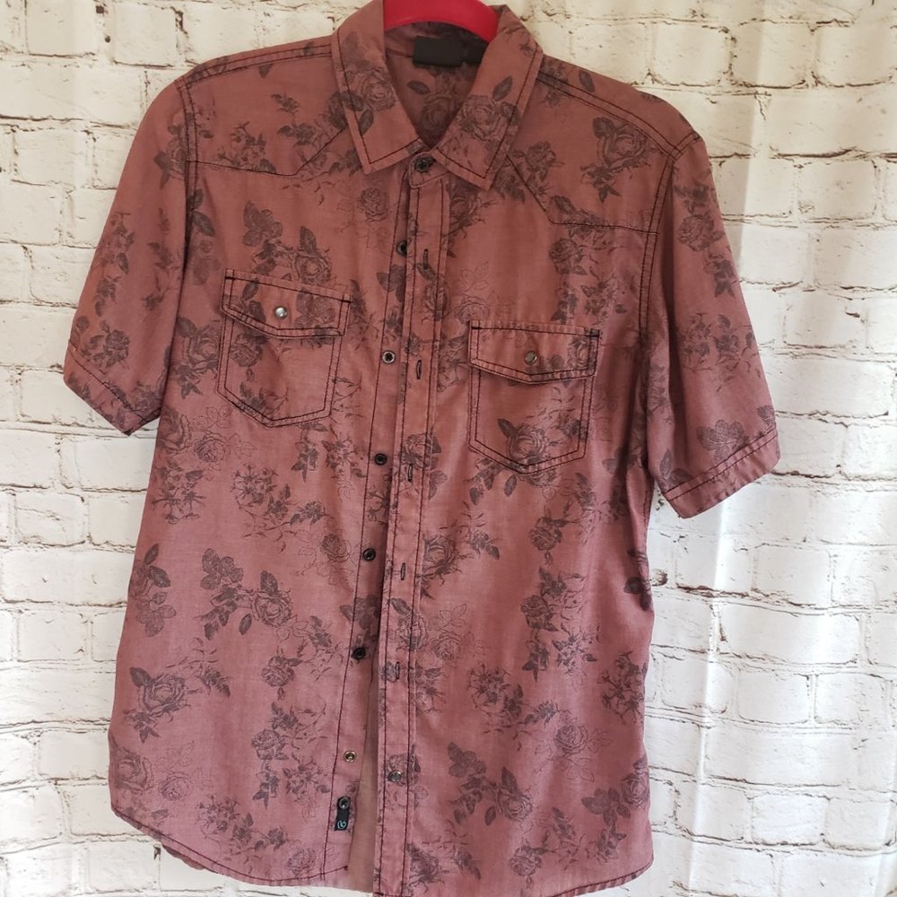 MEN'S BURNSIDE GREY PEARL BUTTON SHIRT ...SZ M